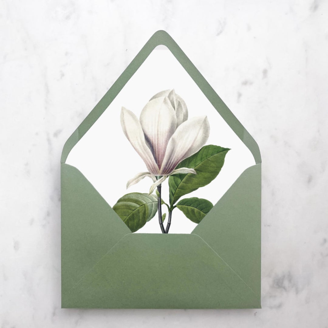 "A7 Envelope Liners Magnolia Flower (set of 10)" - Envelope Liners in white by Design by Laney