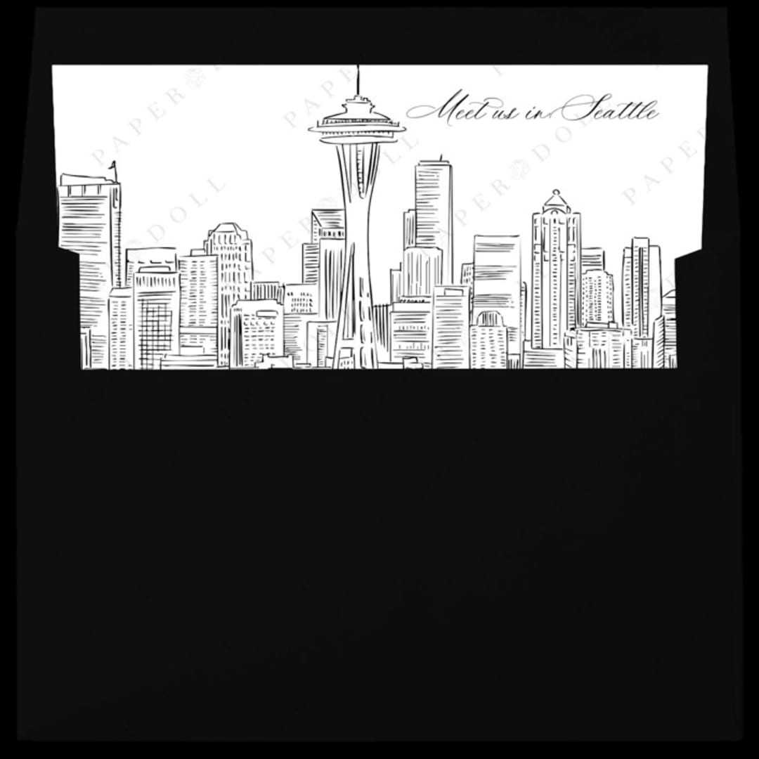 "Seattle Skyline Envelope Liner with custom text/saying | Set of 10 | For 5x7 Minted Square Flap Envelope" - Envelope Liners in white by Kimee Meyer