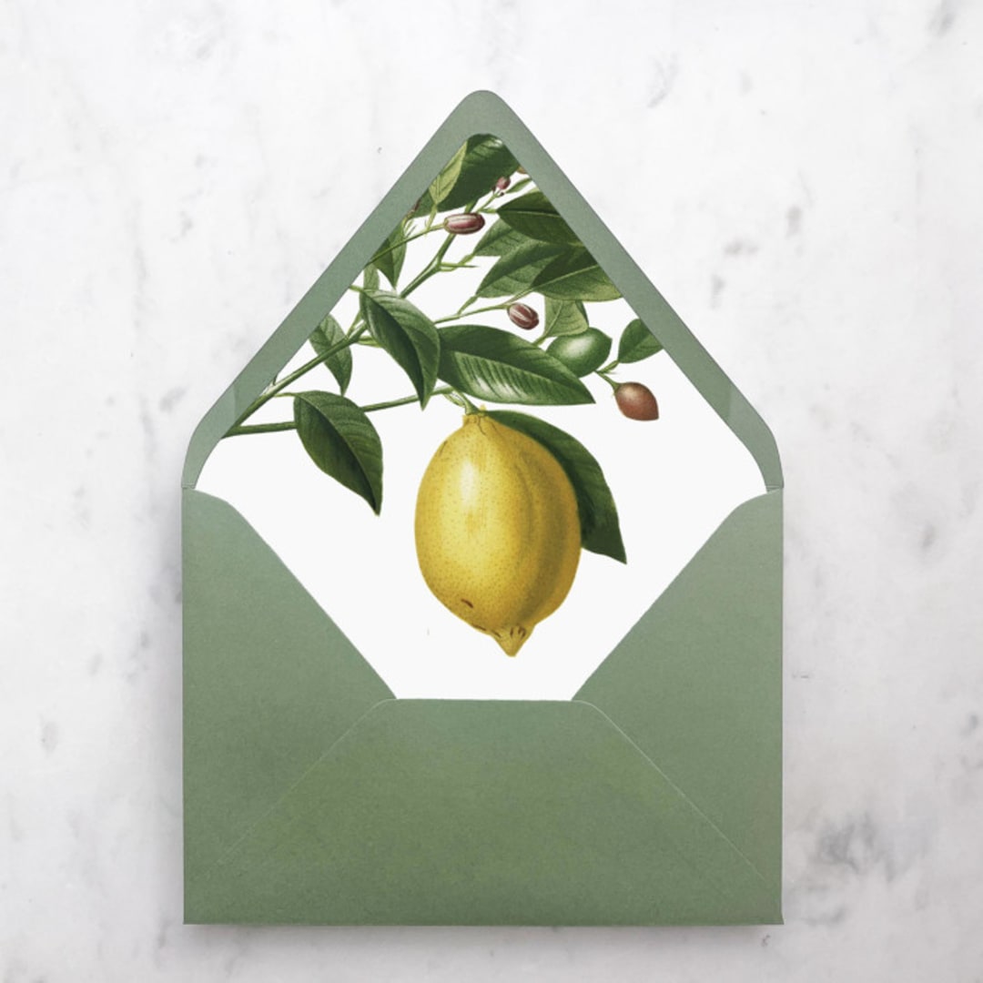 "A7 Envelope Liners Lemon Tree (set of 10)" - Envelope Liners in yellow by Design by Laney