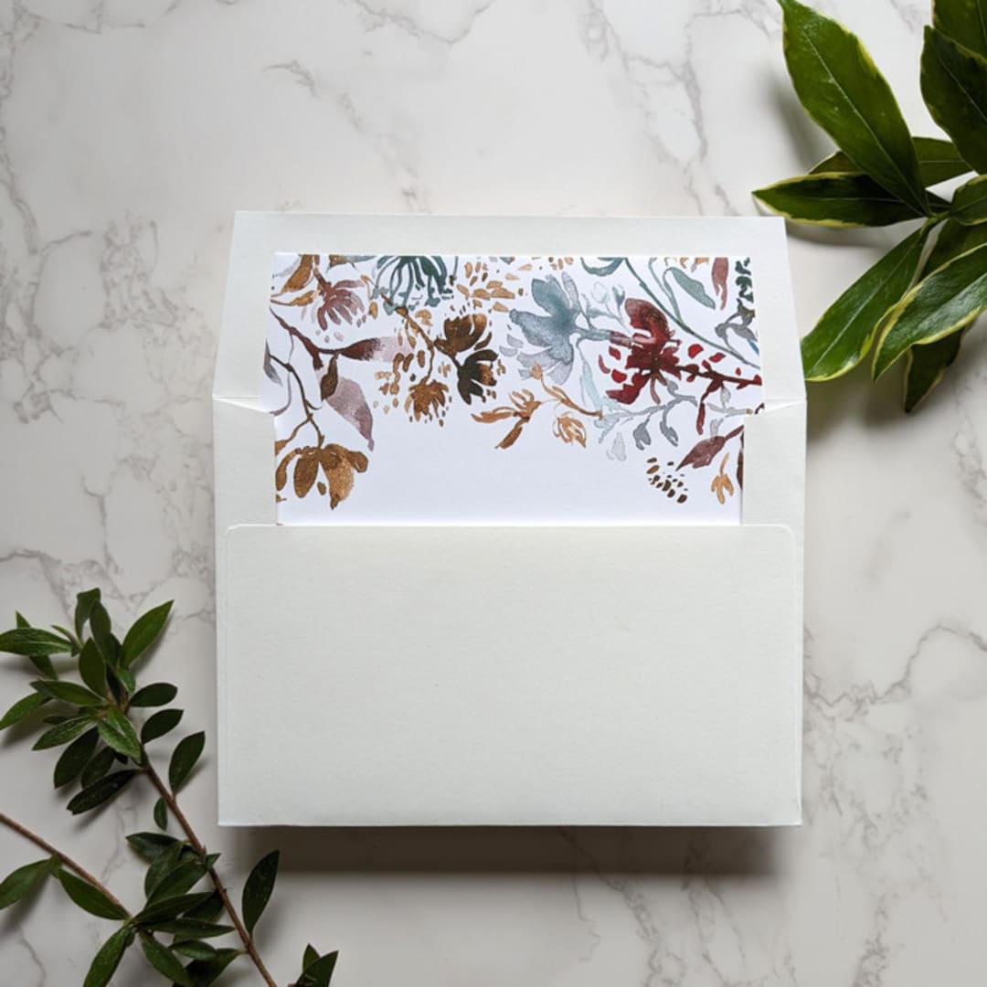 "Wildflowers Watercolor Square Envelope Liner | Set of 10" - Envelope Liners in white by Campofiore Paper Studio