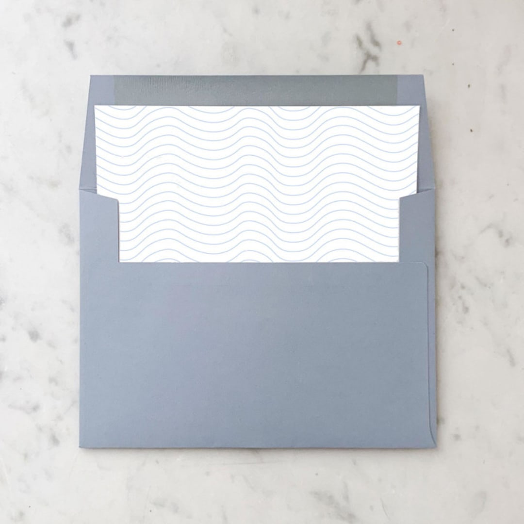 "A7 Envelope Liners Blue Waves Square Flap (set of 10)" - Envelope Liners in blue by Design by Laney