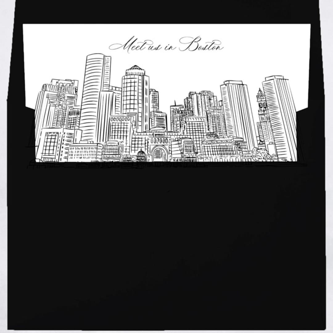 "Boston Skyline Envelope Liner with custom text/saying | Set of 10 | For 5x7 Minted Square Flap Envelope" - Envelope Liners in white by Kimee Meyer