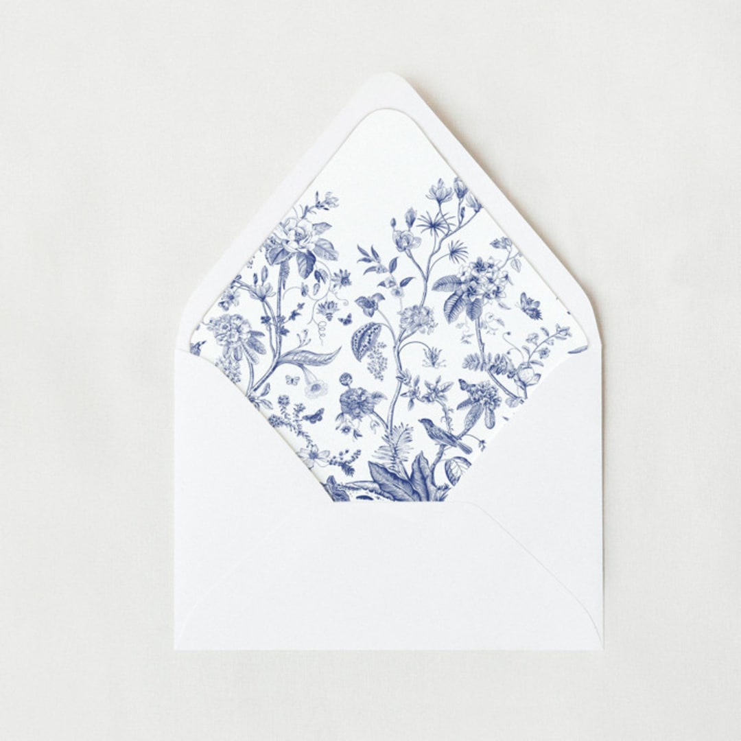 "Chinosire Floral Liner | Set of 25 Euro Envelope Liners" - Envelope Liners in blue by Nikki Turner