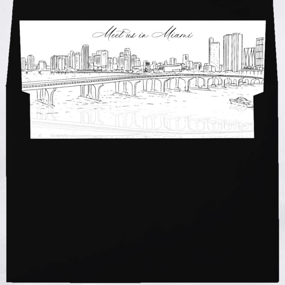 "Miami Skyline Envelope Liner with custom text/saying | Set of 10 | For 5x7 Minted Square Flap Envelope" - Envelope Liners in white by Kimee Meyer