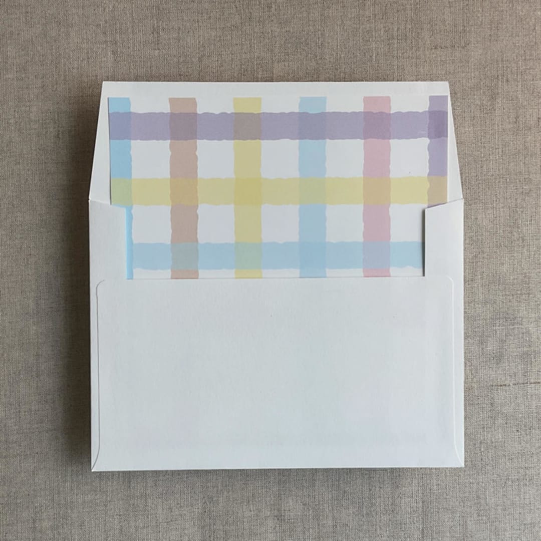 "Marshmallow checkers envelope liner for A7 square flap envelope | pack of 10" - Envelope Liners in multicolorassorted-colors by Ivory Invitations
