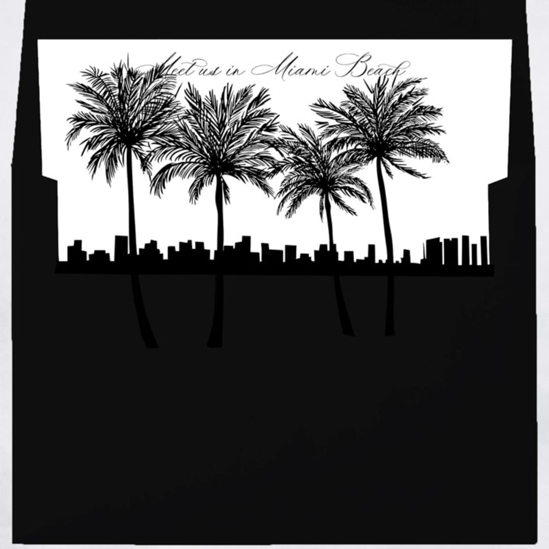 "Miami Beach Skyline Envelope Liner with custom text/saying | Set of 10 | For 5x7 Minted Square Flap Envelope" - Envelope Liners in white by Kimee Meyer