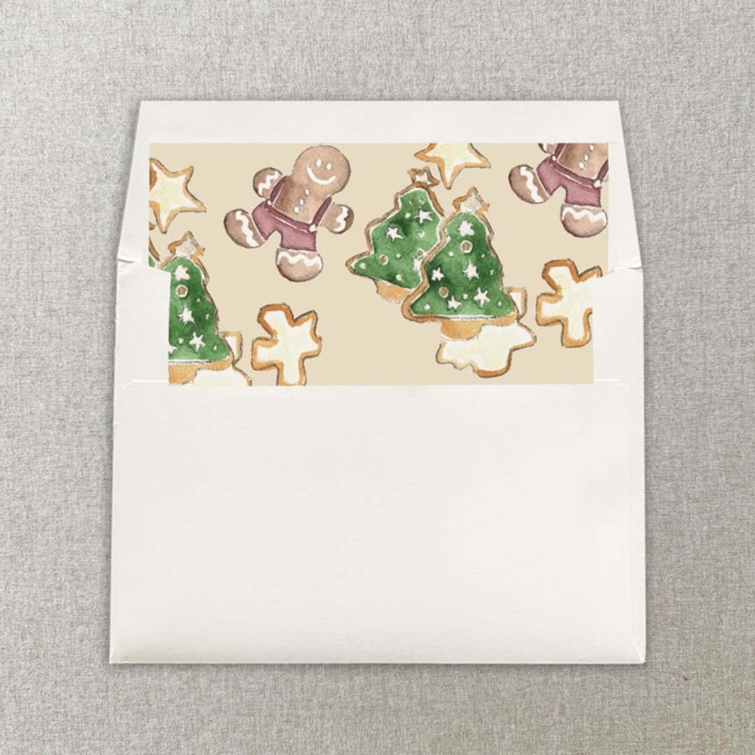 "Gingerbread Men Square Envelope Liner | Set of 10" - Envelope Liners in multicolor by Cotton and Bow