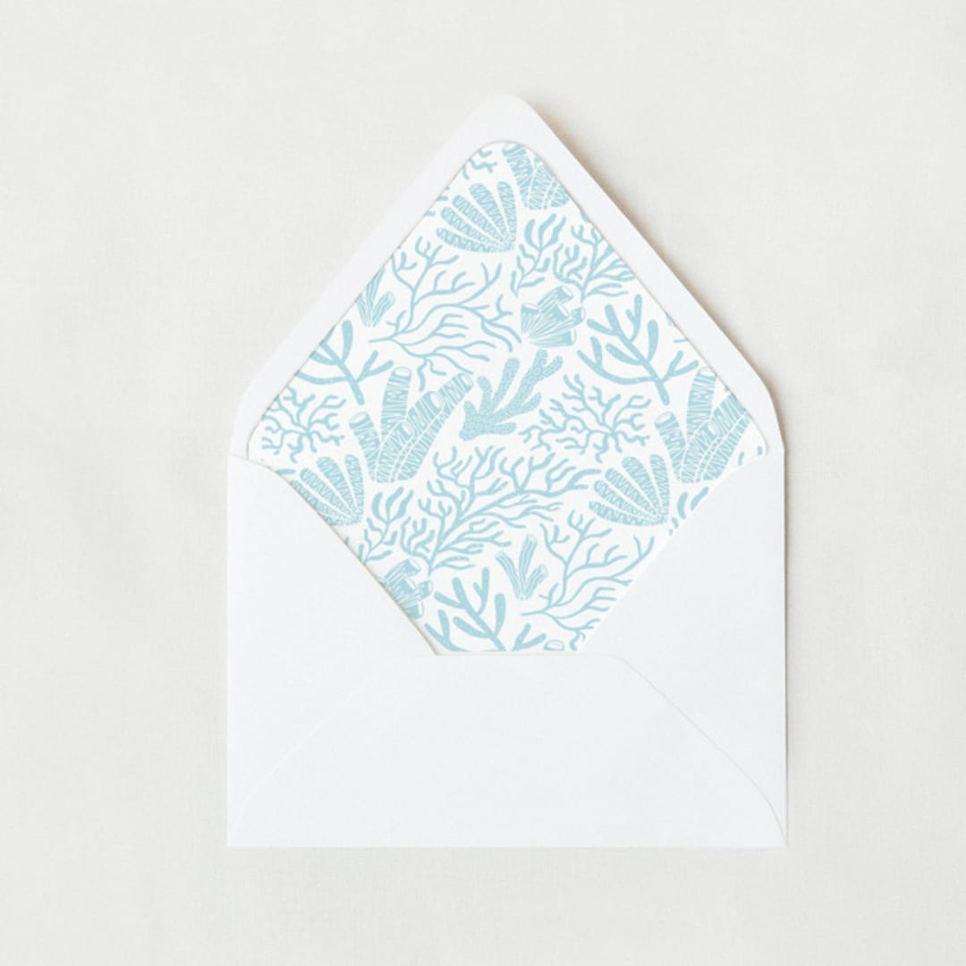"Light Blue Coral Reef Liner | Set of 25 Euro Envelope Liners" - Envelope Liners in blue by Nikki Turner
