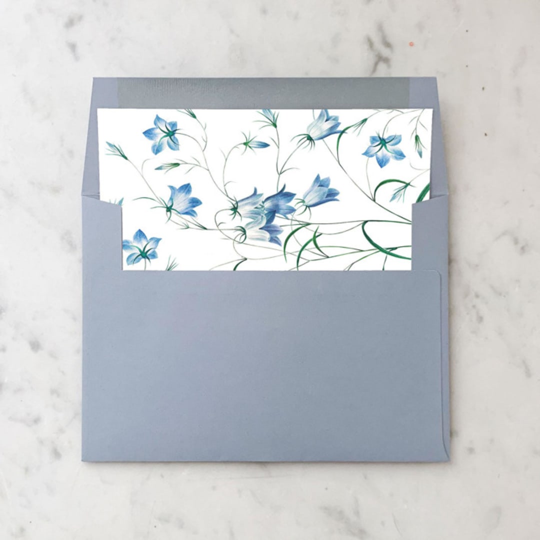 "A7 Envelope Liners Blue Flowers Square (set of 10)" - Envelope Liners in blue by Design by Laney