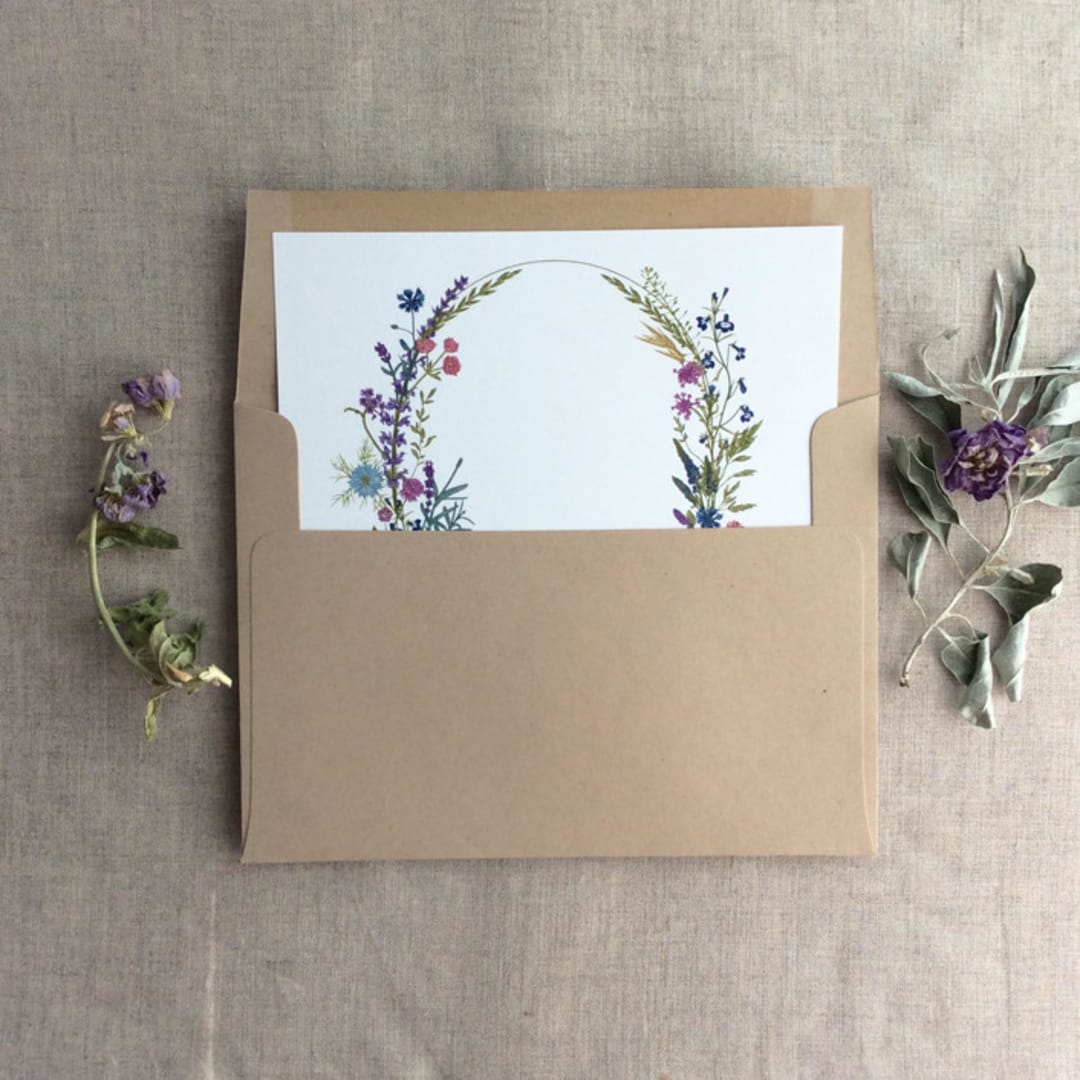 "Colorful English botanical garden floral for A7 square flap envelope | pack of 10" - Envelope Liners in multicolor by Ivory Invitations