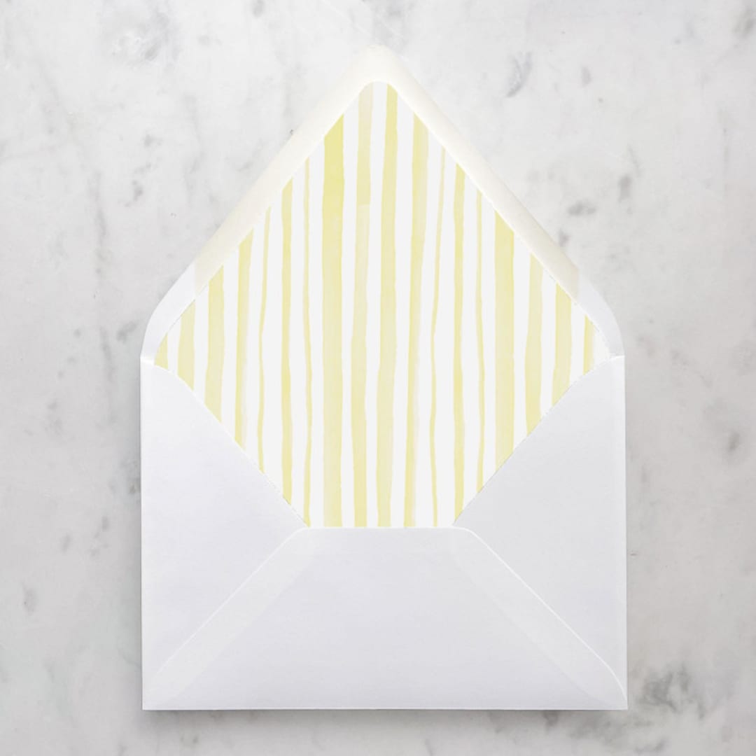 "A7 Envelope Liners Yellow Watercolor Stripes (set of 10)" - Envelope Liners in yellow by Design by Laney