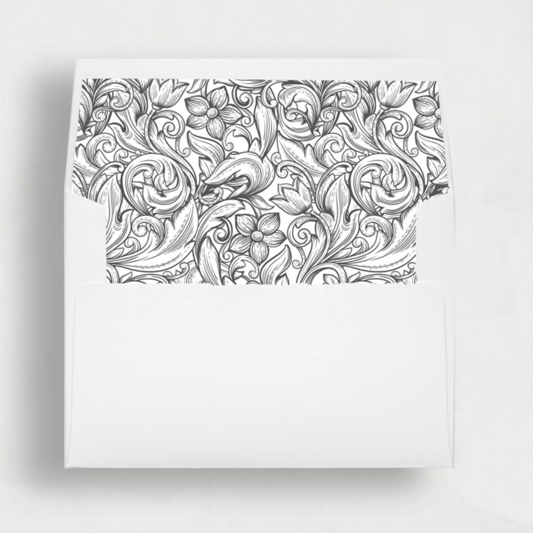 "Modern Black and White Floral Liner | Set of 25 Square Envelope Liners" - Envelope Liners in multicolor by Nikki Turner