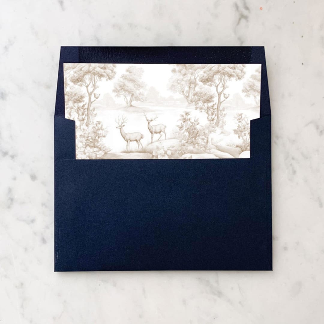 "A7 Envelope Liners Forest Toile Pattern Square Flap (set of 10)" - Envelope Liners in beige by Design by Laney