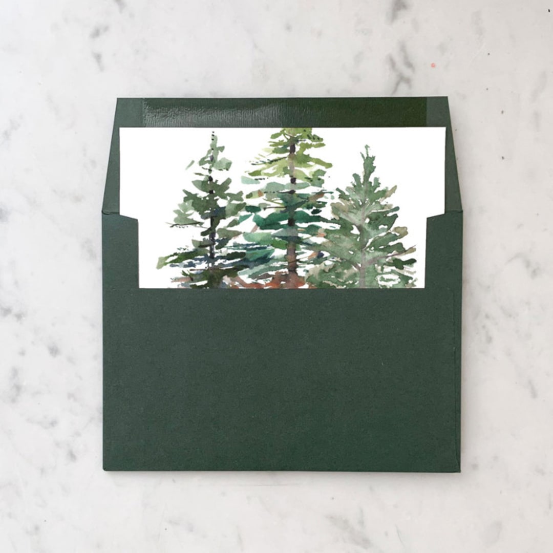 "A7 Envelope Liners Winter Christmas Trees (set of 10) Square" - Envelope Liners in green by Design by Laney