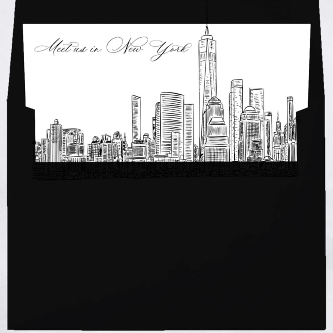 "New York with World Trade Center Skyline Envelope Liner with custom text/saying | Set of 10 | For 5x7 Minted Square Flap Envelope" - Envelope Liners in white by Kimee Meyer
