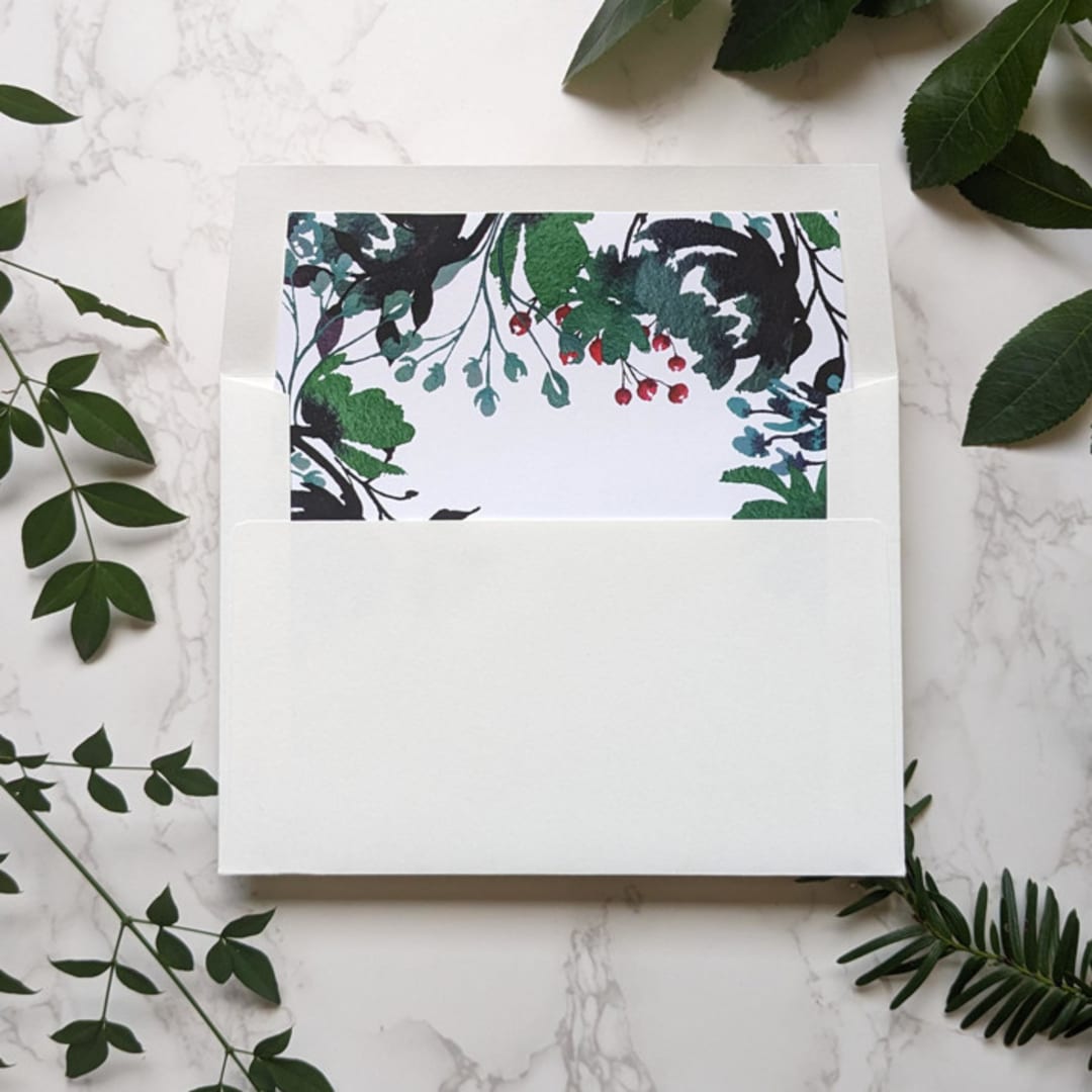 Holiday Leaves Watercolor Envelope Liner | Set of 10