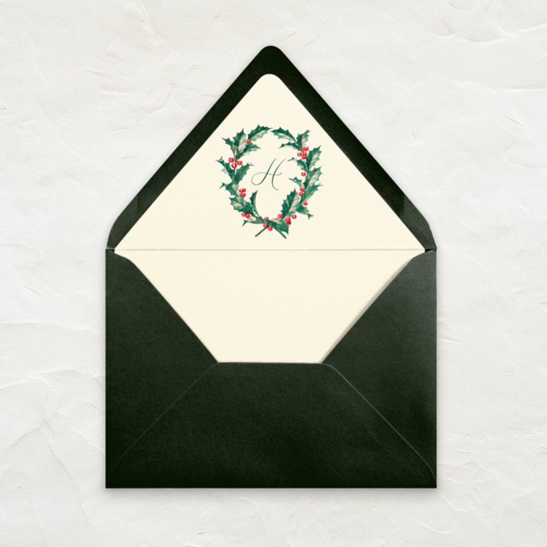 "A7 Fine Art Envelope Liners // Custom Winter Monogram (Set of 25)" - Envelope Liners in green by Clover and Lamb