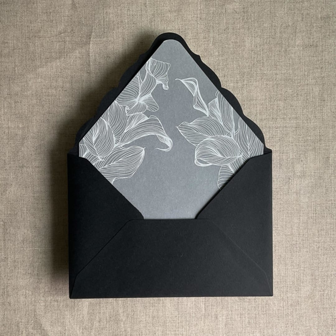 "White calla floral vellum envelope liner for A7 euro flap envelope | pack of 10" - Envelope Liners in white by Ivory Invitations