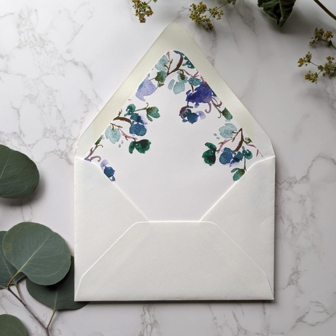 "Sweet Pea Watercolor Envelope Liner | Set of 10" - Envelope Liners in beige by Campofiore Paper Studio