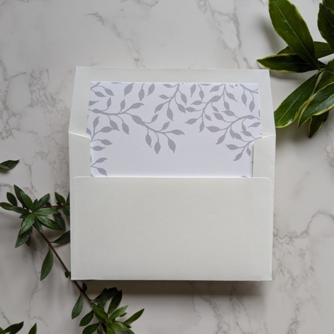 "Ivy Watercolor Square Envelope Liner | Set of 10" - Envelope Liners in white by Campofiore Paper Studio