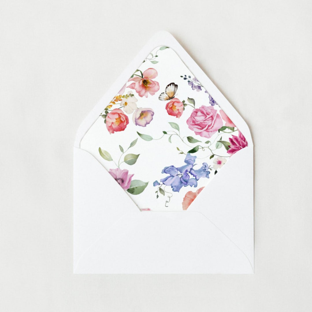 "Springtime Flutter Envelope Liner | Set of 25 Euro Envelope Liners" - Envelope Liners in pink by Nikki Turner