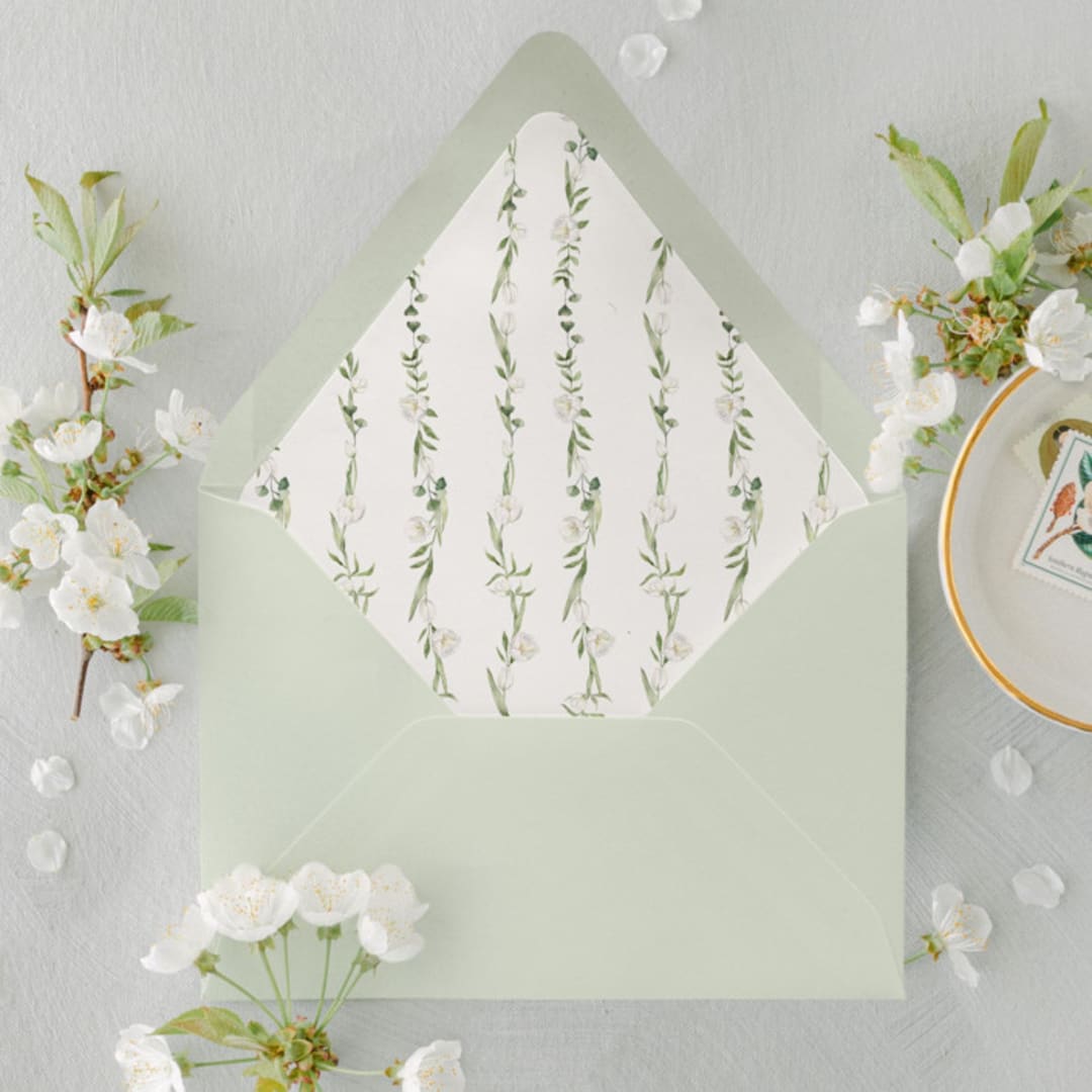 "Tulip Blanche Envelope Liners |  Tulip Floral Pattern (10 Pack)" - Envelope Liners in multicolorassorted-colors by Sterling Stripes