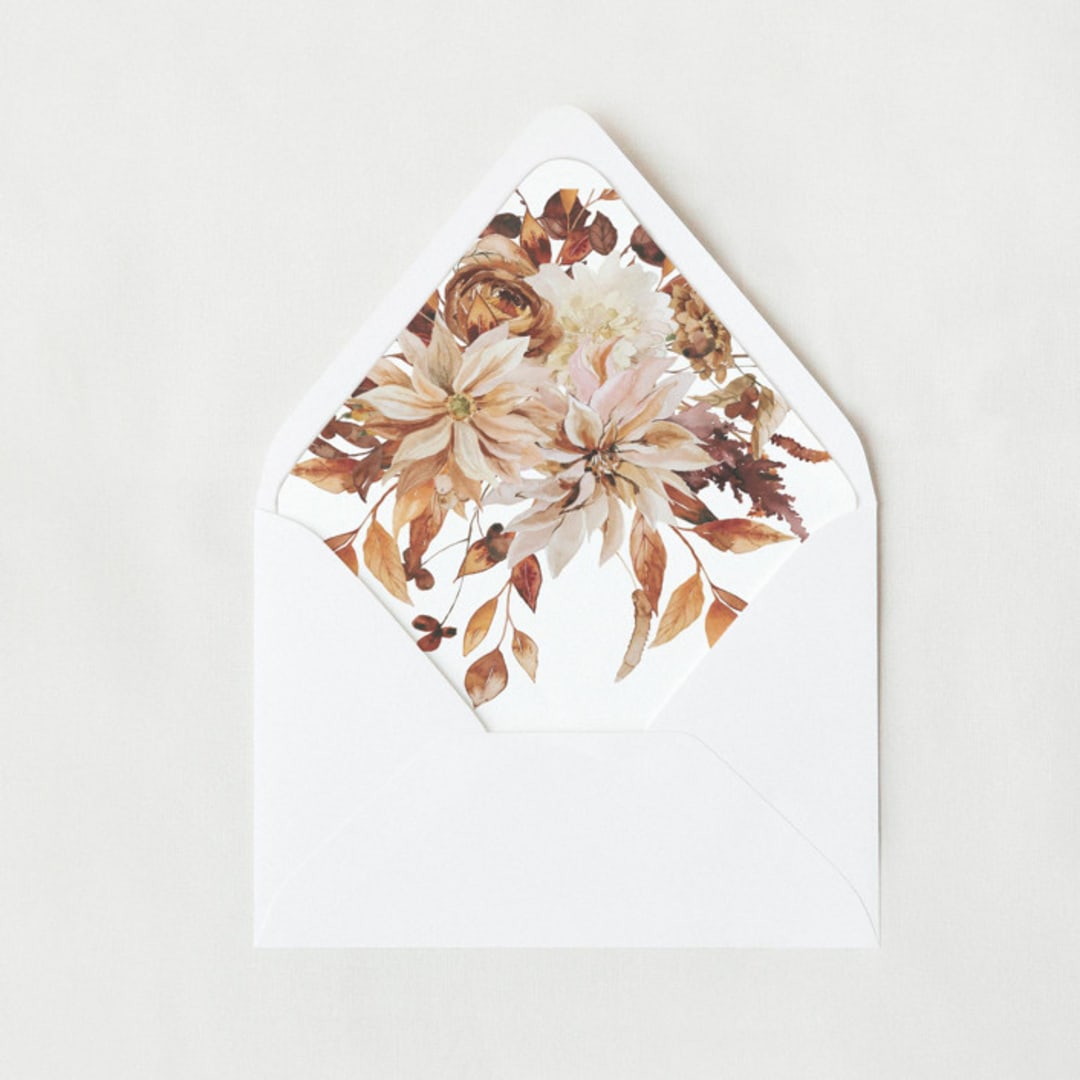 "Autumn Floral Liner | Set of 25 Euro Envelope Liners" - Envelope Liners in brown by Nikki Turner