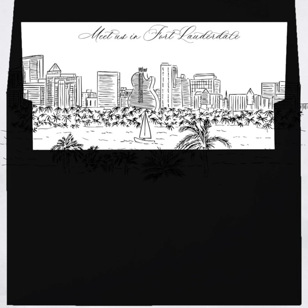 "Fort Lauderdale Skyline Envelope Liner with custom text/saying | Set of 10 | For 5x7 Minted Square Flap Envelope" - Envelope Liners in white by Kimee Meyer