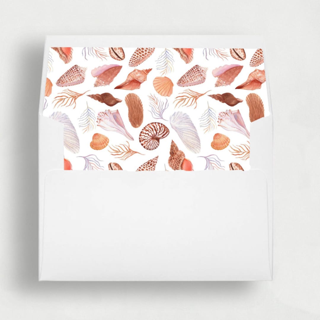 "Neutral Seashell Liner | Set of 25 Square Envelope Liners" - Envelope Liners in multicolorassorted-colors by Nikki Turner