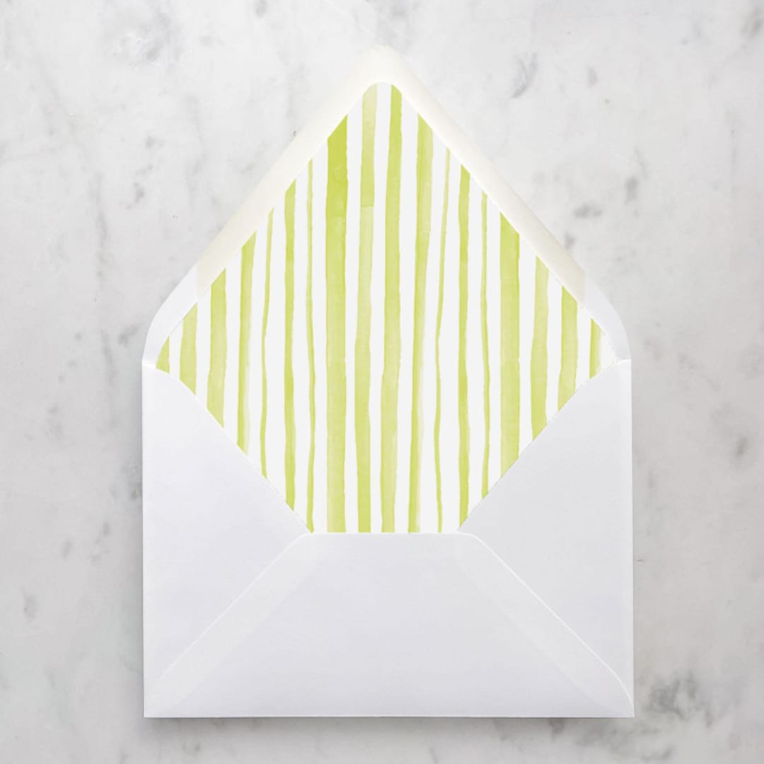 "A7 Envelope Liners Chartreuse Green Stripes (set of 10)" - Envelope Liners in green by Design by Laney
