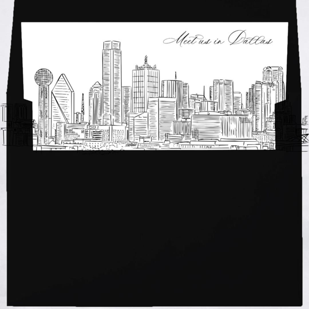 "Dallas Texas Skyline Envelope Liner with custom text/saying | Set of 10 | For 5x7 Minted Square Flap Envelope" - Envelope Liners in white by Kimee Meyer