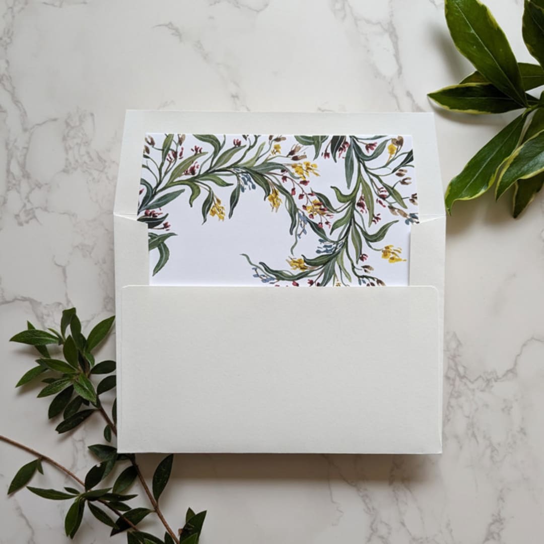 "Provence Watercolor Square Envelope Liner | Set of 10" - Envelope Liners in white by Campofiore Paper Studio