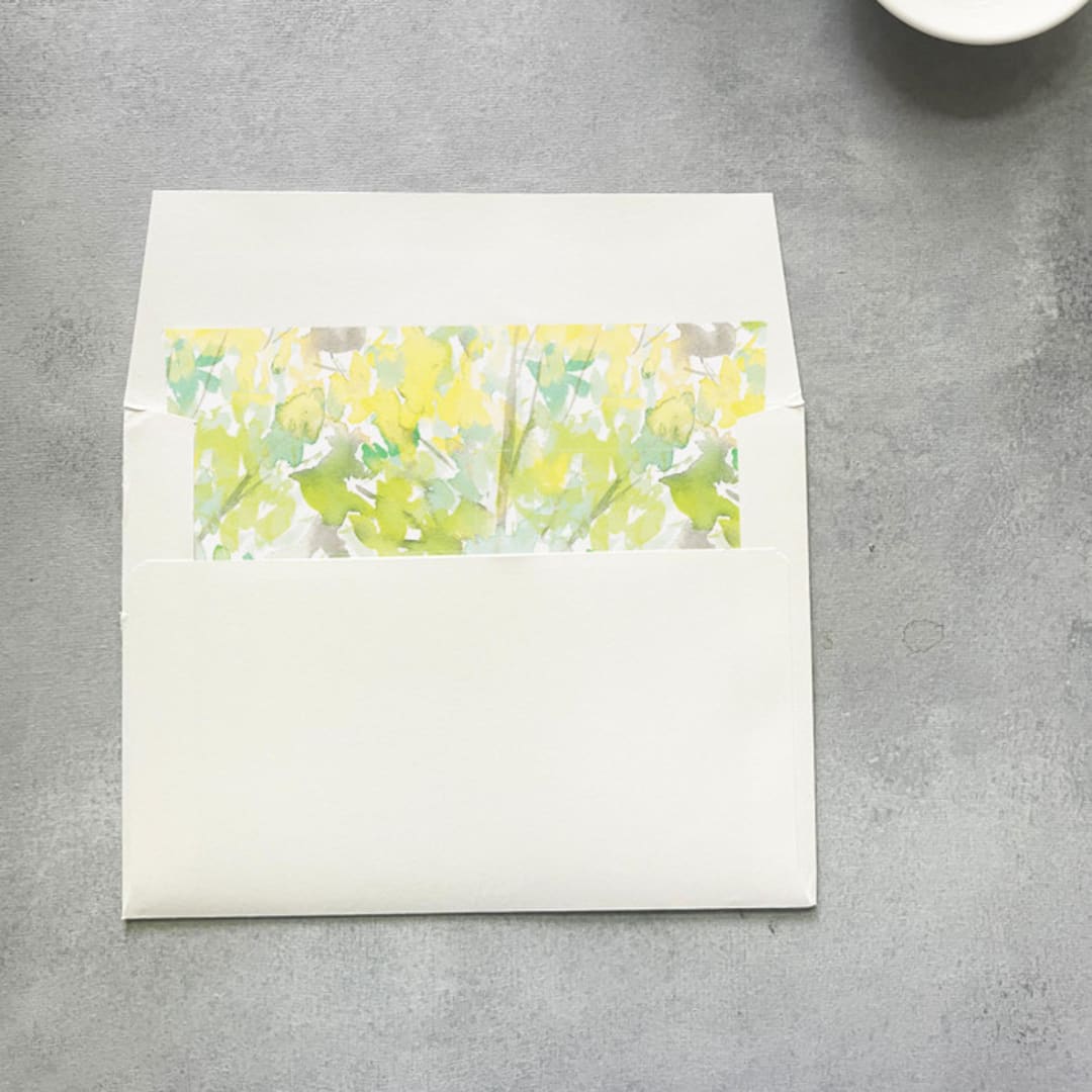 "Spring Green Watercolor Square Envelope Liner | Set of 10 | For 5x7” invitations" - Envelope Liners in green by Cotton and Bow