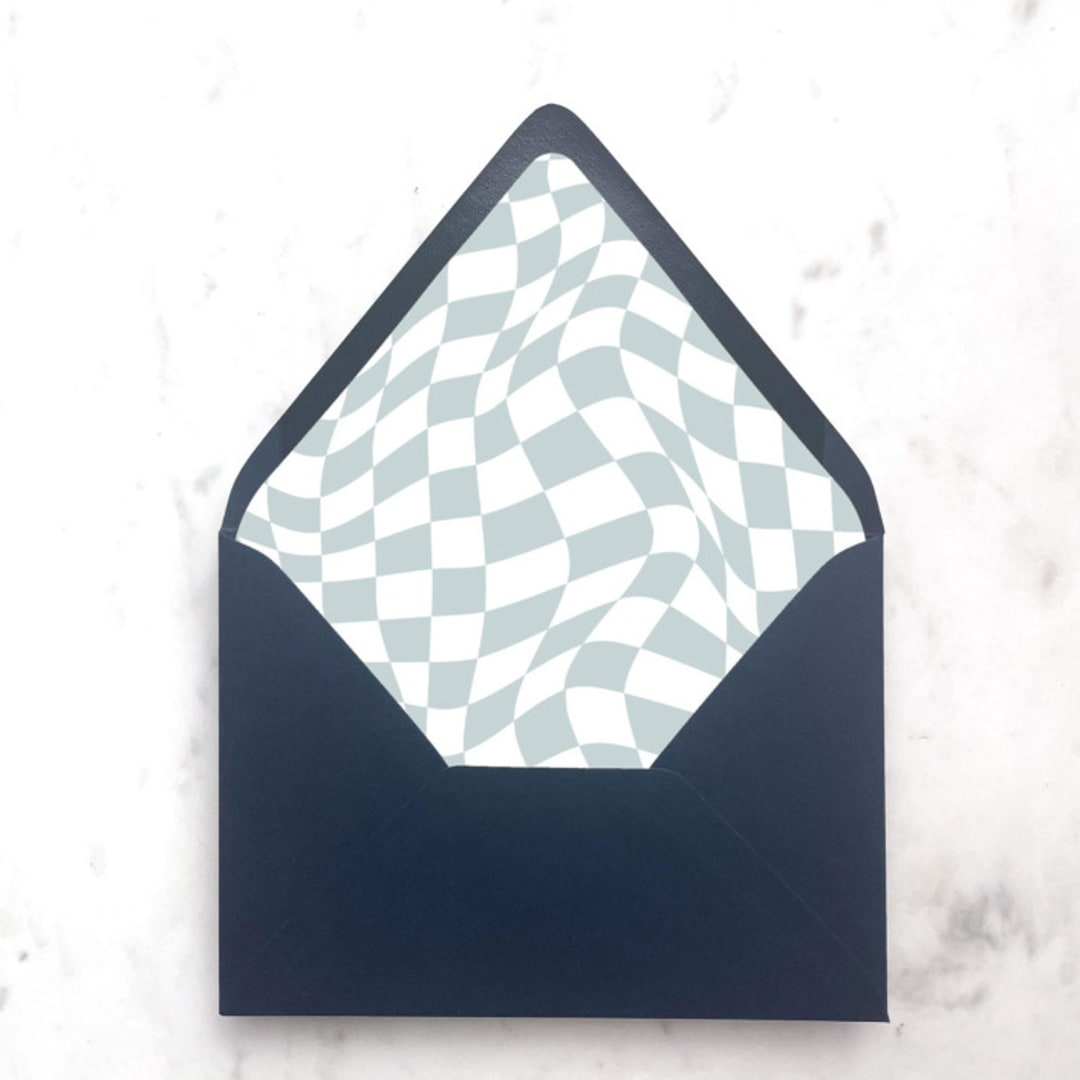 A7 Envelope Liners Dusty Blue Warped Checkerboard (set of 10)