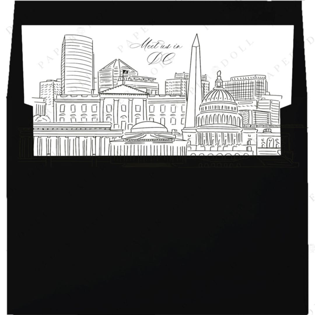 "Washington, D.C./ US Capital Skyline Envelope Liner with custom text/saying | Set of 10 | For 5x7 Minted Square Flap Envelope" - Envelope Liners in white by Kimee Meyer