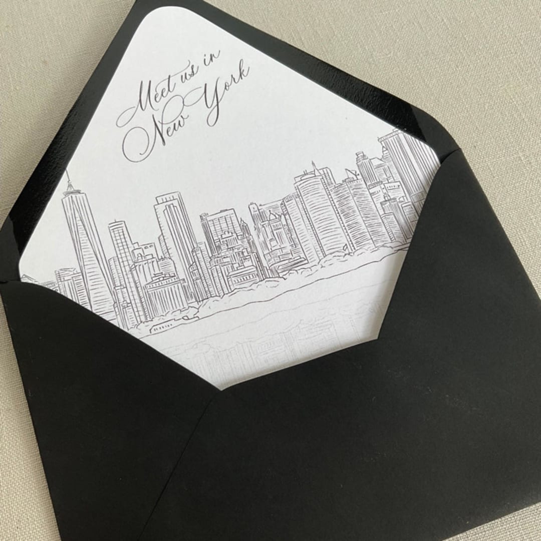 "New York City Skyline Envelope Liner | Set of 10" - Envelope Liners in white by Kimee Meyer