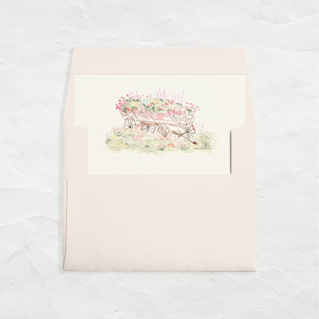 "A7 Watercolor Envelope Liners Square Flap // Flower Cart (Set of 25)" - Envelope Liners in multicolorassorted-colors by Clover and Lamb