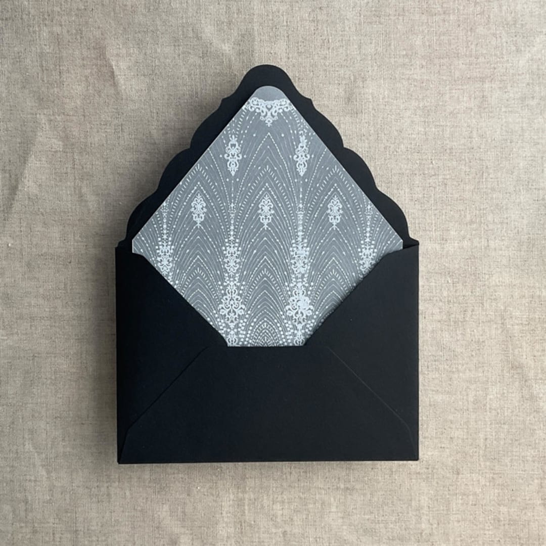 "Chantilly lace white ink printed vellum envelope liner for A7 euro flap envelope | pack of 10" - Envelope Liners in white by Ivory Invitations