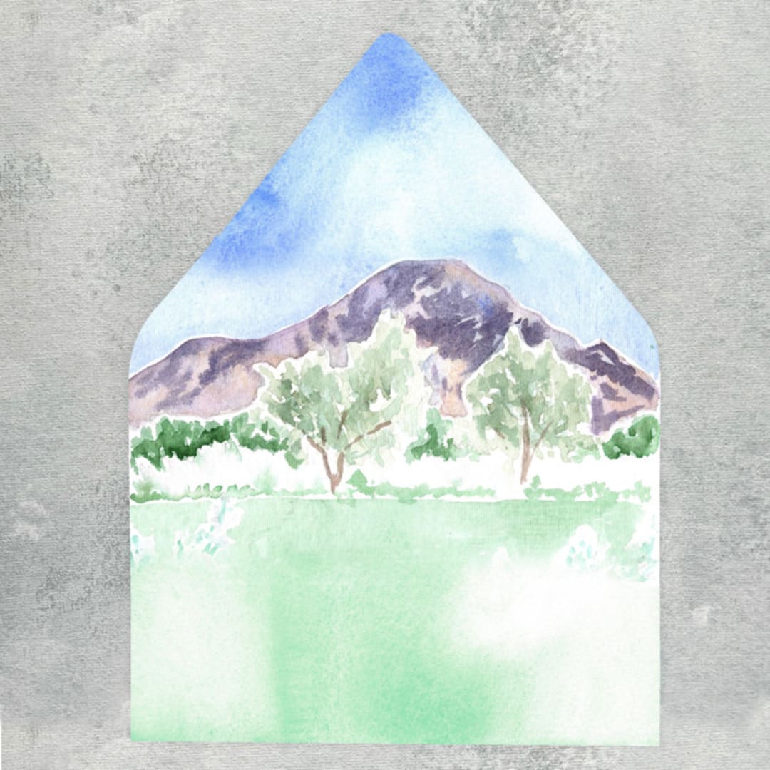 "Mountain Landscape Watercolor Envelope Liner | Set of 10 | For 5x7” invitations" - Envelope Liners in multicolor by Cotton and Bow