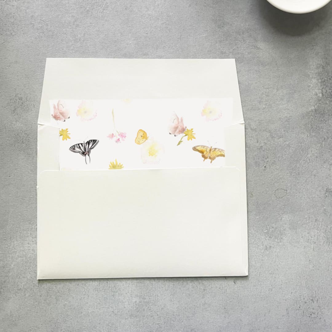 "Butterfly Watercolor Square Envelope Liner | Set of 10 | For 5x7” invitations " - Envelope Liners in multicolor by Cotton and Bow