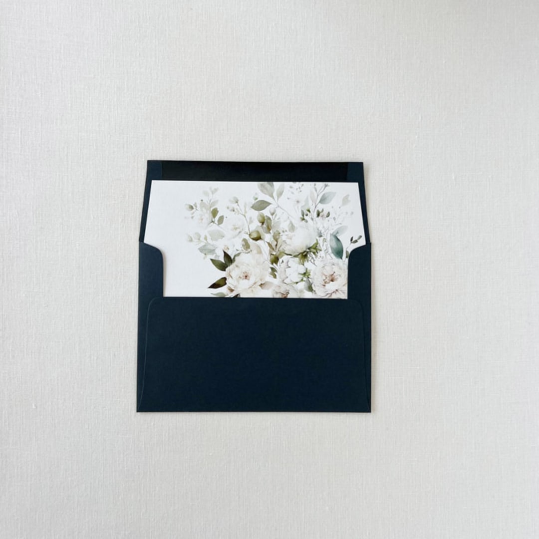 "White Floral and Greenery Envelope Liners | Set of 10" - Envelope Liners in white by Eva Friesen