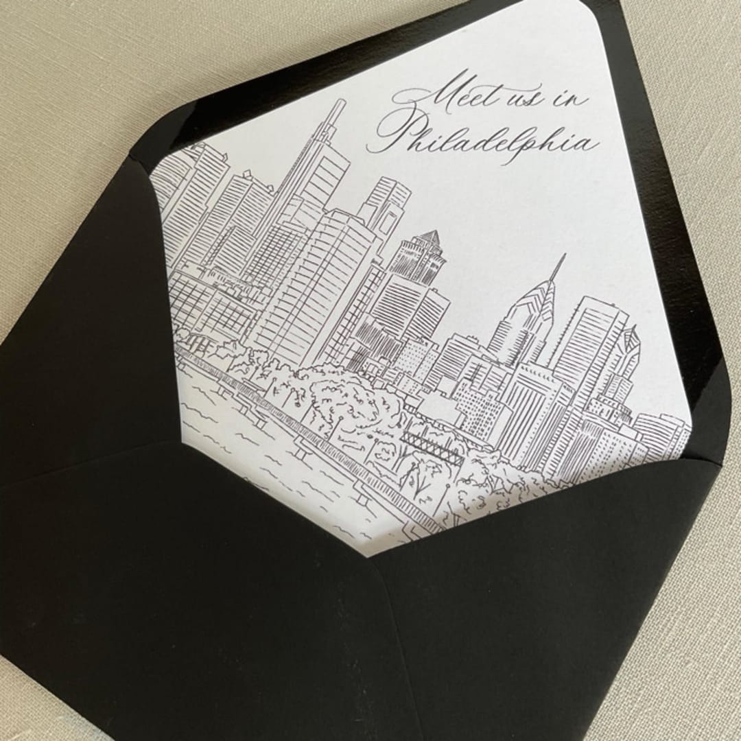"Philadelphia Skyline Envelope Liner | Set of 10" - Envelope Liners in white by Kimee Meyer