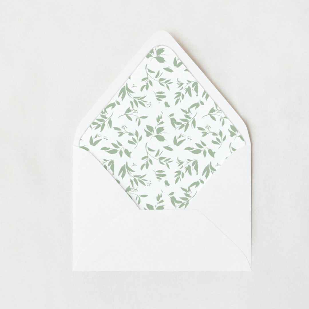 "Floral Sage Liner | Set of 25 Euro Envelope Liners" - Envelope Liners in green by Nikki Turner