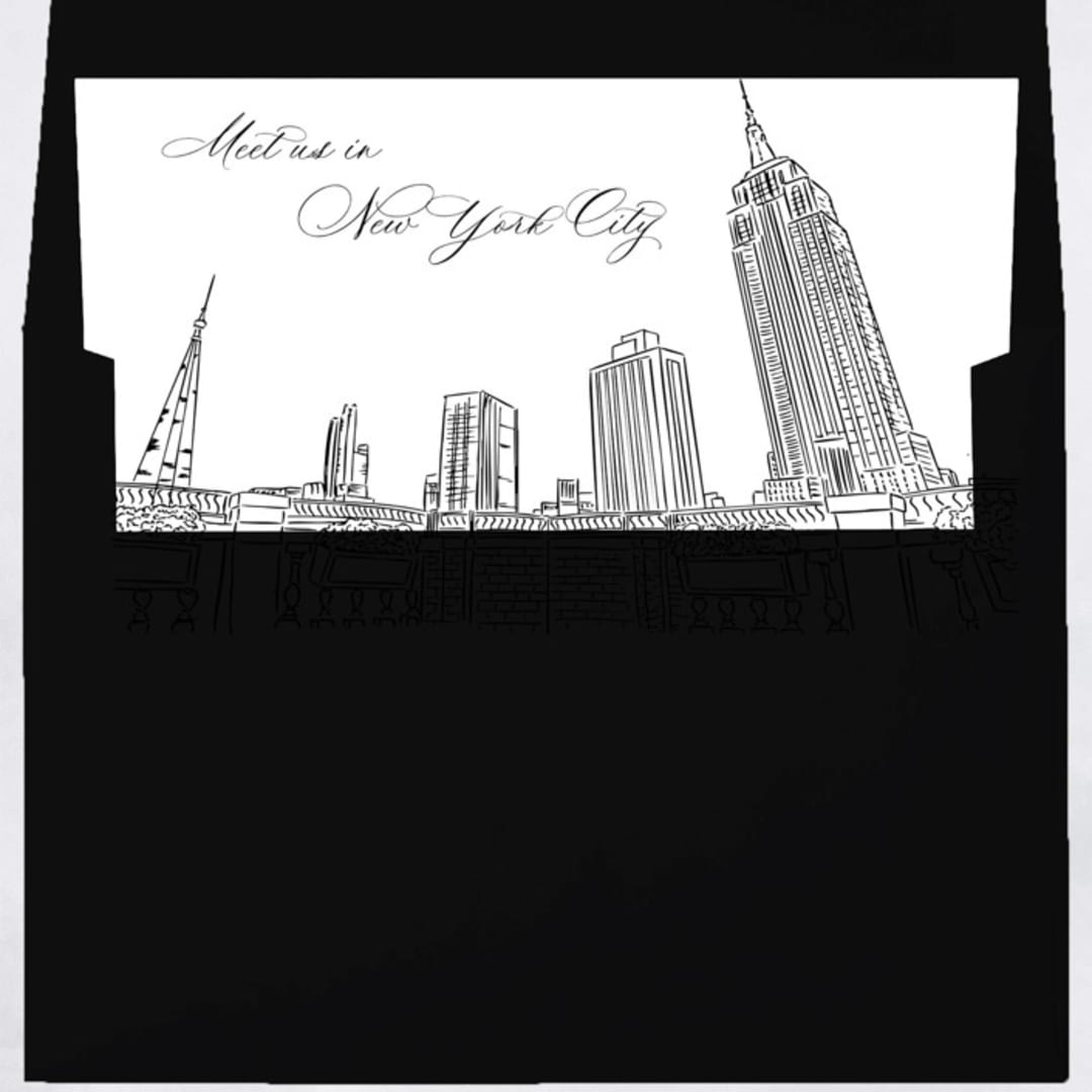 "Empire State Building and Chrysler Building in NYC Envelope Liner with custom text/saying | Set of 10 | For 5x7 Minted Square Flap Envelope" - Envelope Liners in white by Kimee Meyer