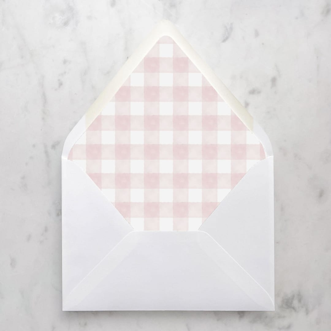 "A7 Envelope Liners Pink Gingham (set of 10)" - Envelope Liners in pink by Design by Laney