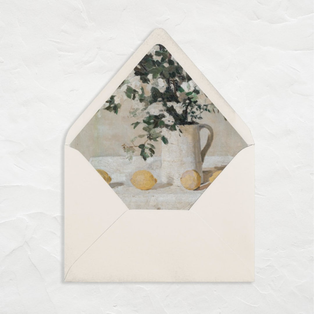 "A7 Fine Art Envelope Liners // Flowers + Lemons (Set of 25)" - Envelope Liners in yellow by Clover and Lamb