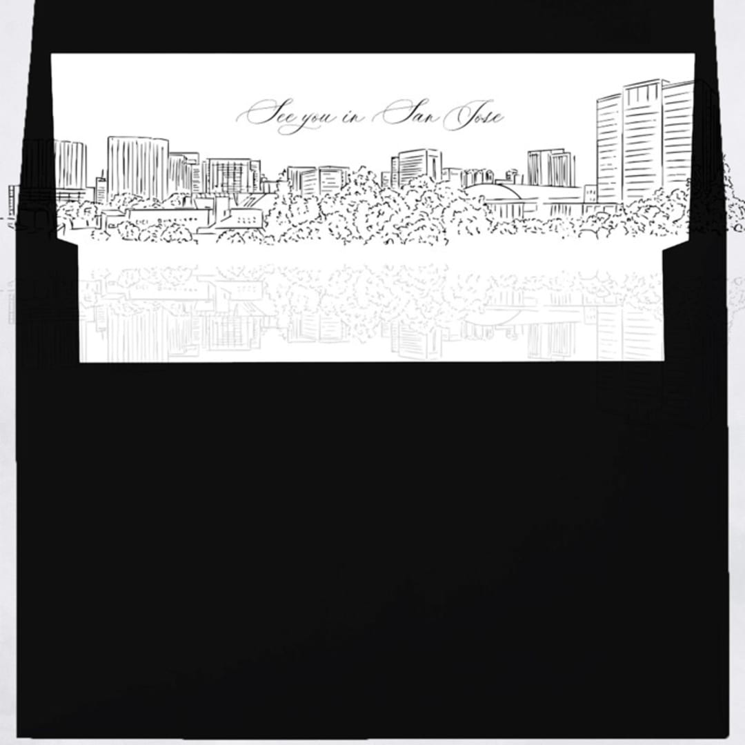 "San Jose Skyline Envelope Liner with custom text/saying | Set of 10 | For 5x7 Minted Square Flap Envelope" - Envelope Liners in white by Kimee Meyer