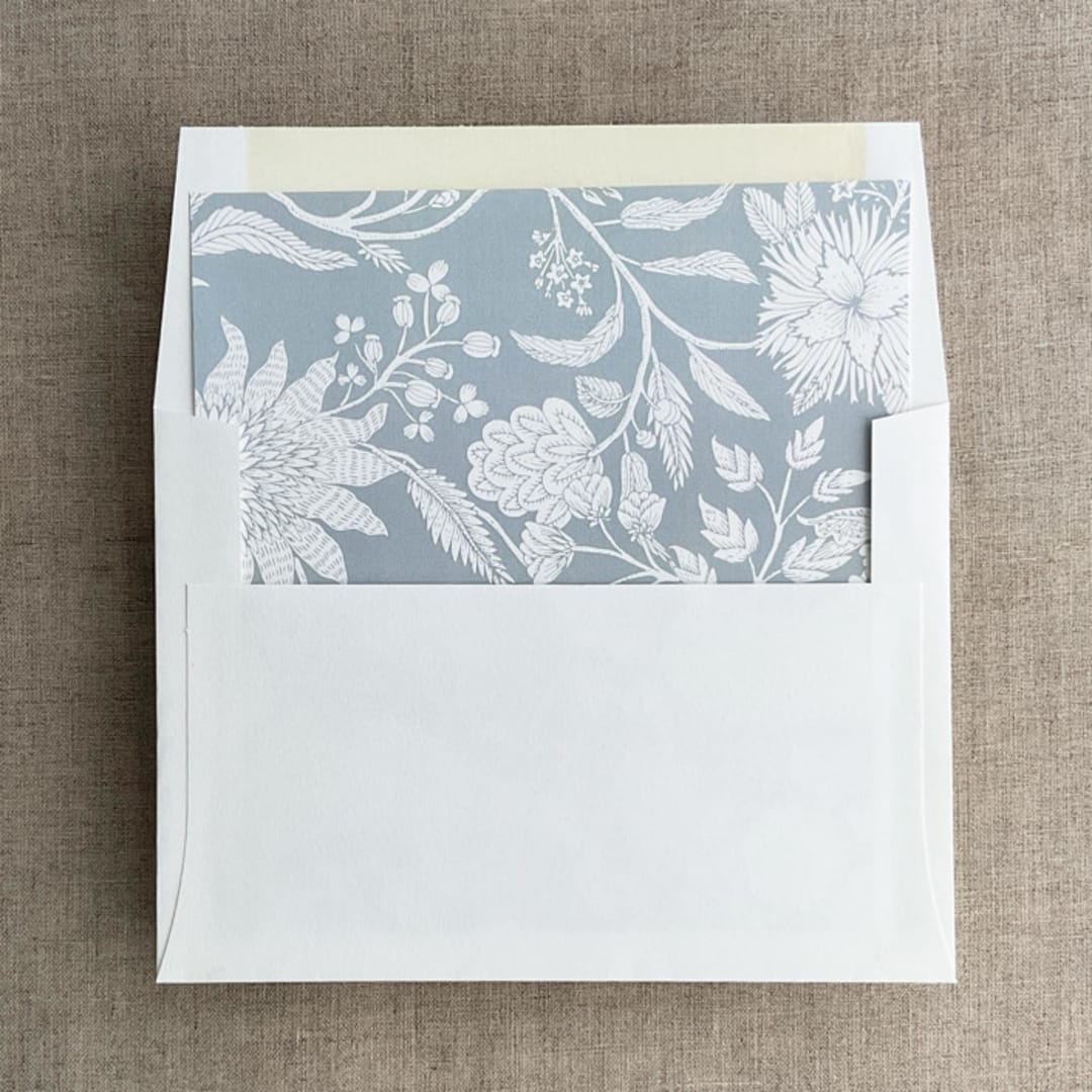 "Breezy botanical garden envelope liner for A7 square flap envelope | pack of 10" - Envelope Liners in blue by Ivory Invitations