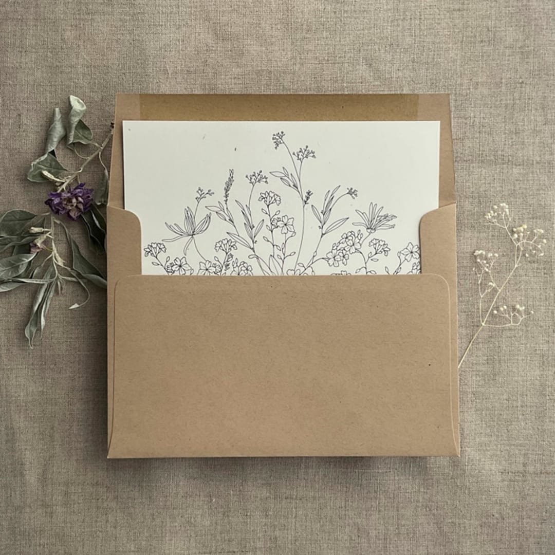 "Adorable wild floral envelope liner for A7 square flap envelope | pack of 10" - Envelope Liners in beige by Ivory Invitations