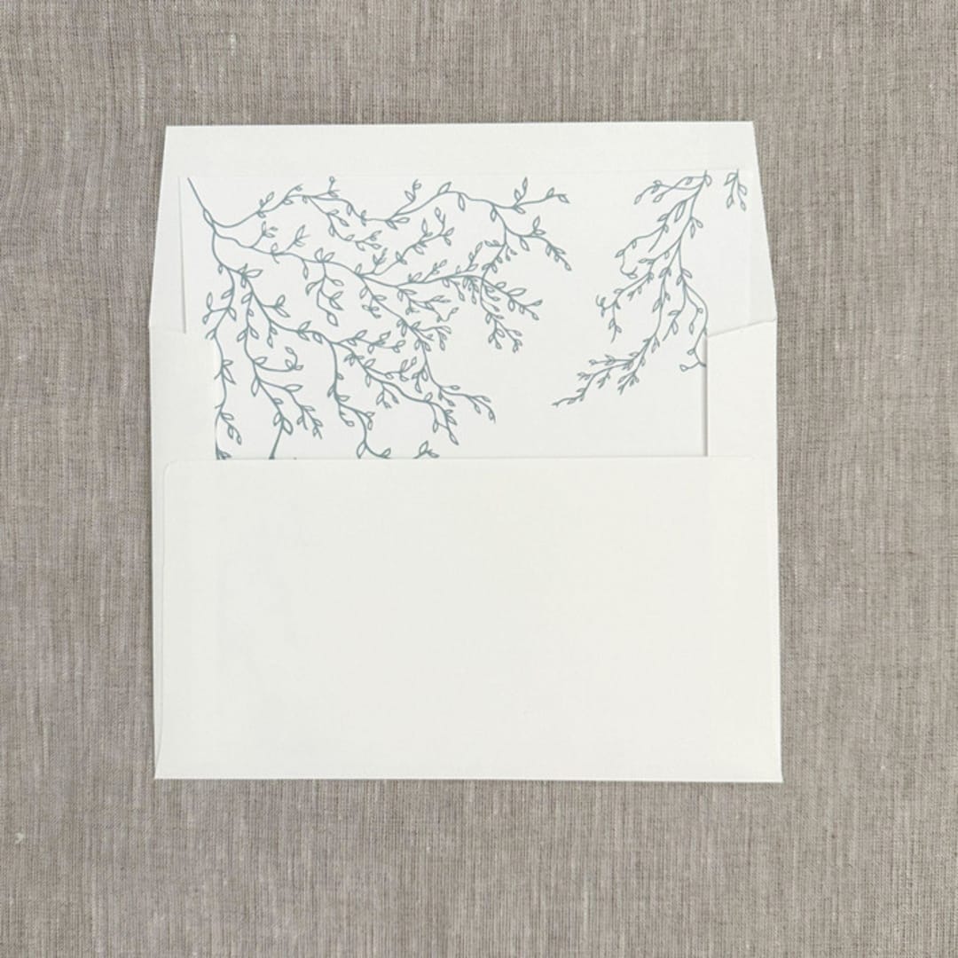 "Dusty blue greenery straight flap envelope liner for A7 (5"x7") invitations | Set of 10" - Envelope Liners in blue by Maria Ferrer G.